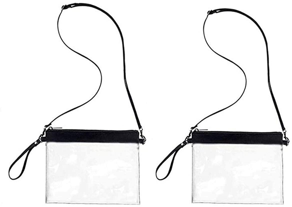 Price:$16.99 Stadium Approved Clear Purse Clear Crossbody Purse Transparent Cross Bag Messenger Shoulder Bag Clear Handbags with Adjustable Shoulder Strap & Wrist Strap for Concerts, Sports, Games 2 packs  Handbags   