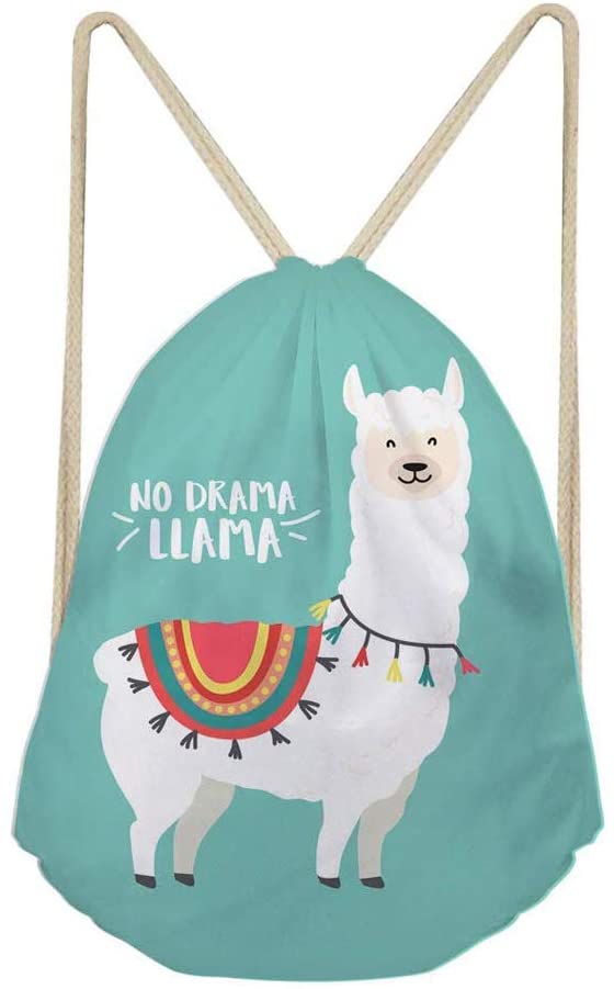 Price:$7.99   | CLOHOMIN Cartoon Women Girl Drawstring Backpack with Alpaca Llamas Lightweight Shoulder Satchel Tote Bag Pack | Drawstring Bags
