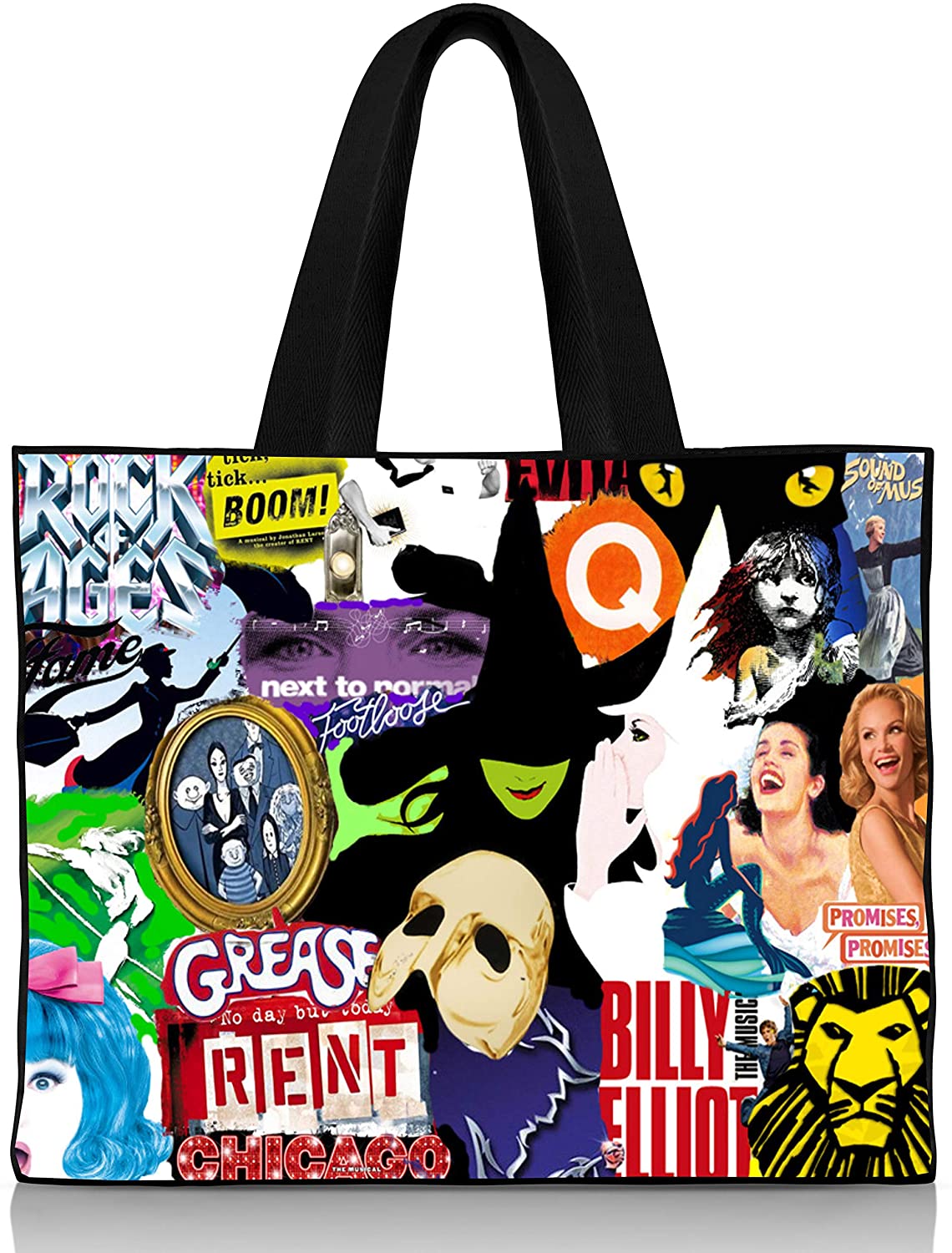 Price:$23.56    Broadway Musical Collage Shoulder Handbags Canvas Tote Bag - 15.5 x 12.5 x 3.5 Inches  Clothing