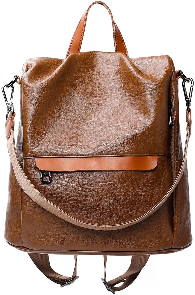 Price:$25.99    Foruns Women Backpack Purse PU Leather Fashionl Covertible Shoulder Bag Lightweight Waterproof(Brown)  Clothing
