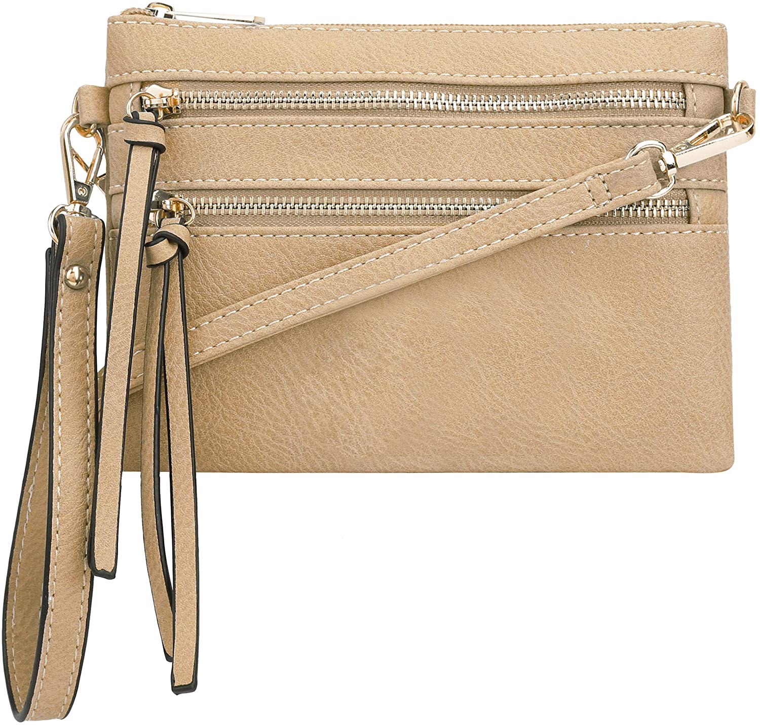 Price:$14.85 DELUXITY Essential Casual Functional Multi Pocket Double Zipper Crossbody Purse Bag Shoulder Bag for Women Camel  Handbags   