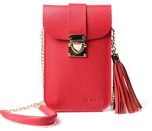 Price:$11.99 Cell Phone Bag, LKZAIY PU Leather Small Crossbody Bag with Detachable Chain Shoulder Strap Clear Purse Wallet for Women  Handbags   