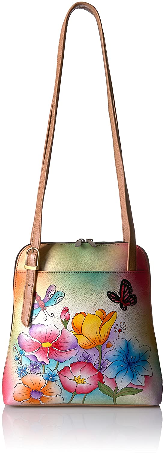 Price:$128.46    Anna by Anuschka Genuine Leather Zip Around Satchel | Hand-Painted Original Artwork | Floral Garden  Clothing