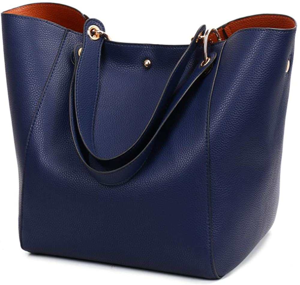 Price:$24.99    Rullar Ladies Women Satchels Shoulder Bag Handbags and Purses PU Leather Top-handle Bags Totes 2Pcs Bag Set  Clothing
