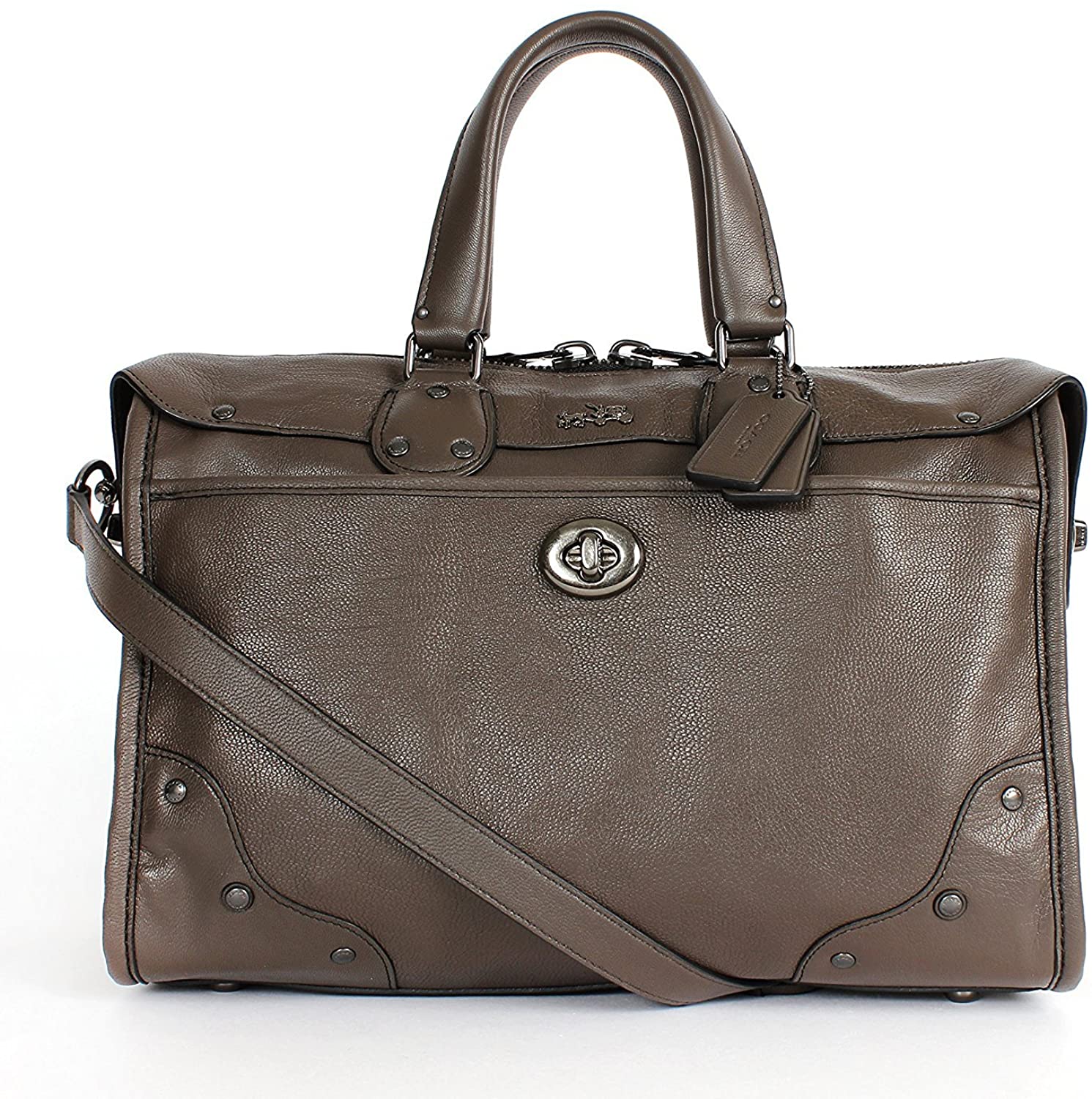 Price:$405.00    Coach 33689 Grain Leather Rhyder Satchel Black Antique Nickel/mink  Clothing