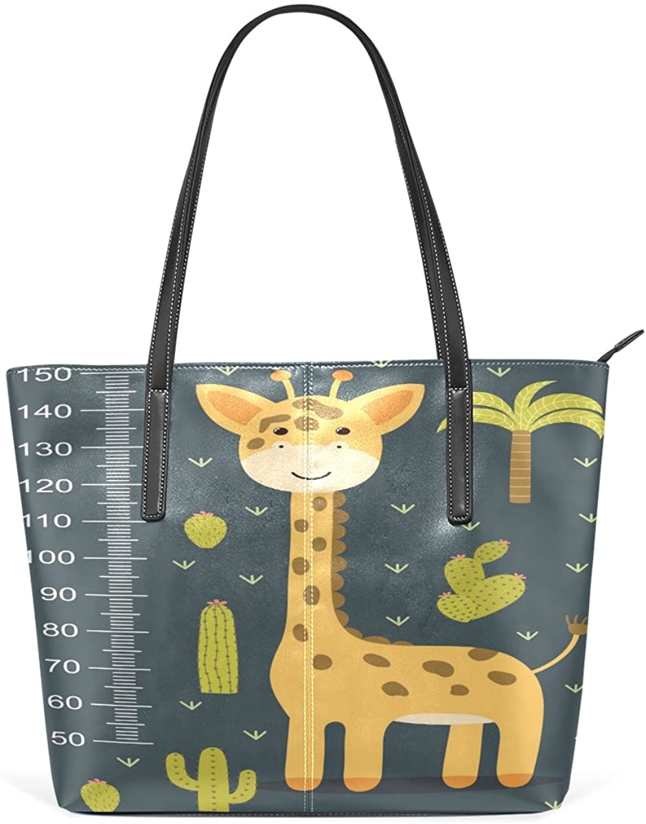 Price:$14.99 Women Leather Handbags Cute Giraffe Top Handle Shoulder Bags  Handbags   