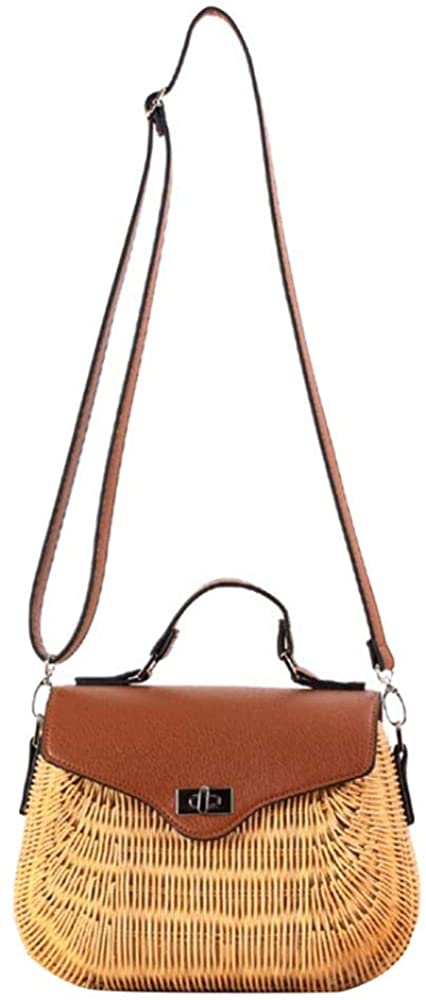 Price:$23.99 Womens Straw Crossbody Bag Woven Cross Body Bag Shoulder Bag, Brown, One Size  Handbags   
