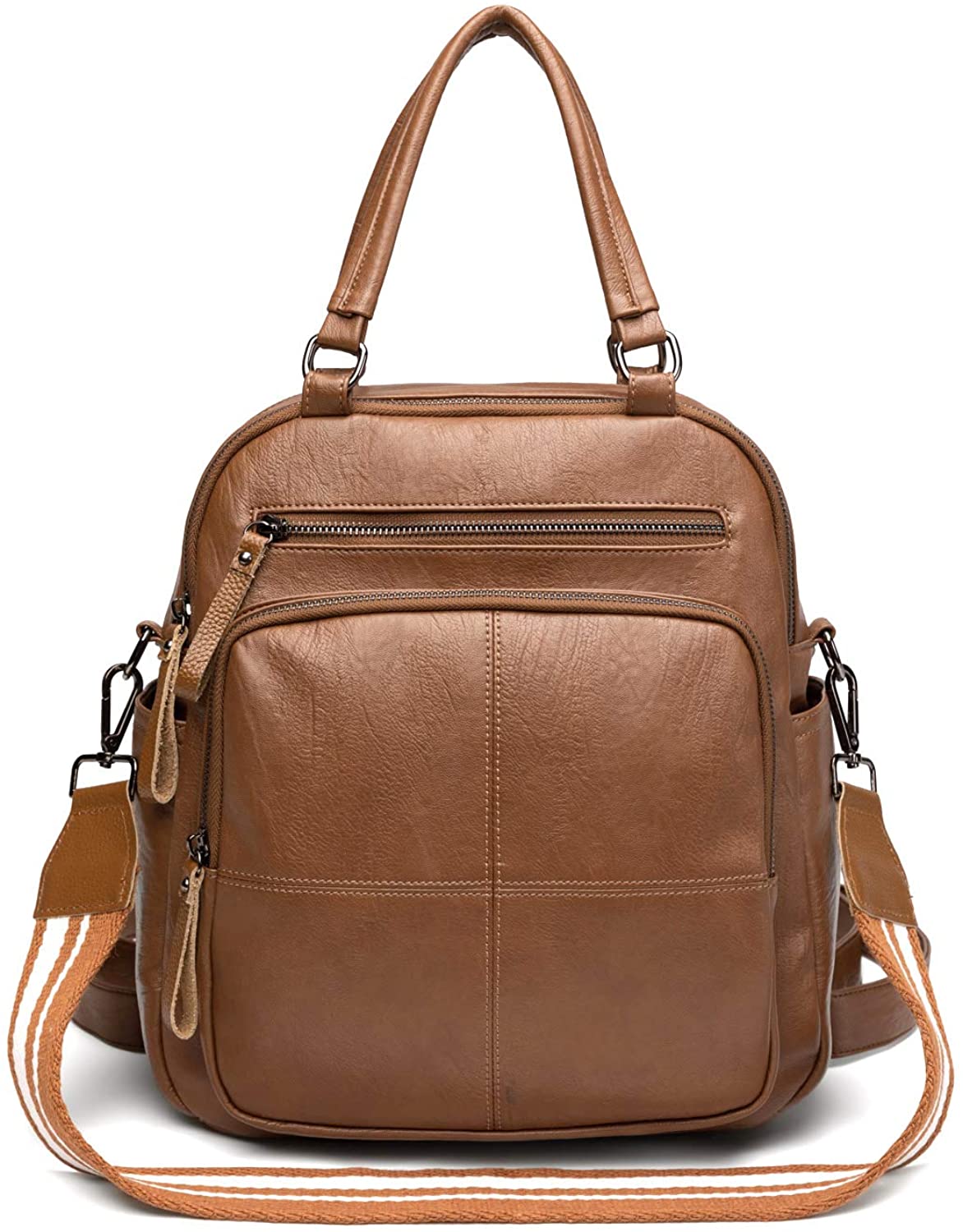 Price:$29.99    Women Backpack Purse PU Soft Leather Ladies Rucksack Casual Shoulder Bag Travel for Girls Brown UBG65  Clothing