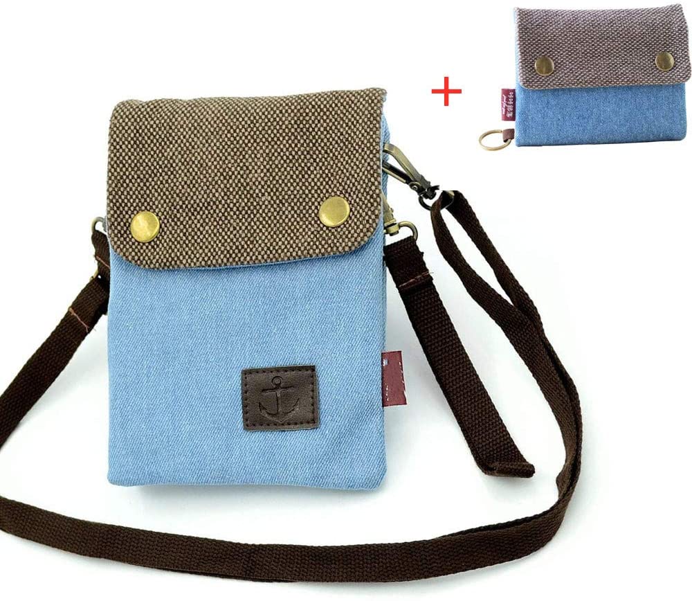 Price:$9.96    Casual Canvas Small Wristlet Crossbody Purse Cell Phone Shoulder Bag Wallet Coin Card Holder with Wrist Strap Zipper Pockets Pouch for iPhone 11 / Samsung Galaxy Note 10 Plus S10+, Pixel 3 (Blue)  Clothing