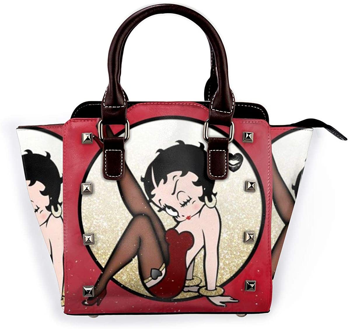 Price:$65.88    Be-Tty Bo-Op Fashion Pu Leather Rivet Shoulder Bag Handbagsbag Tote Handbags Purse Adjustable Shoulder Strap School Work Travel Gym Shopping  Clothing