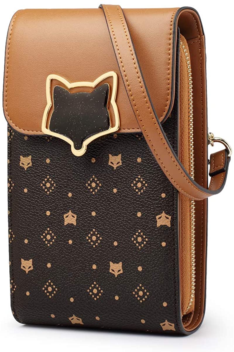 Price:$41.99 FOXER Crossbody Phone Purses for Women, PVC Faux Leather Ladies Mini Shoulder Bags with Adjustable Strap Women's Crossbody Wallets Girls Cute Cellphone Purses Womens Casual Small Zipper Bags (Brown)  Handbags   