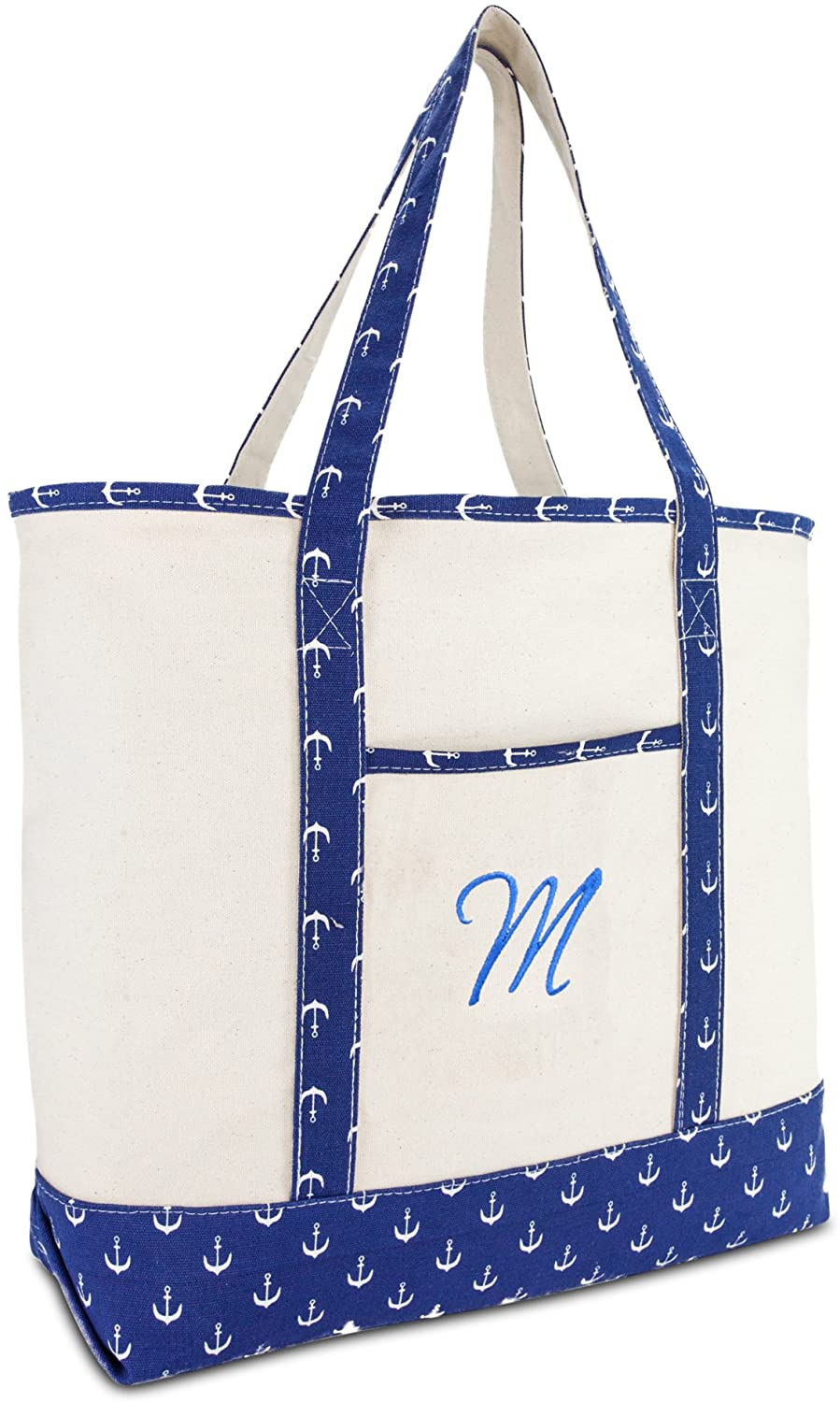 Price:$16.94    DALIX Large Tote Bag Shoulder Bags Personalized Gifts Ballent Blue Anchor M  Clothing