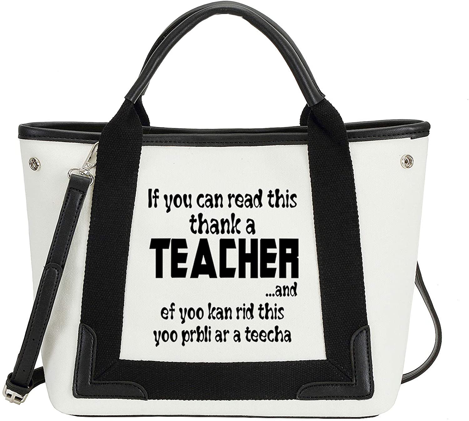 Price:$19.96 So'each Women's Handbag Top-handle Thank A Teacher Graphic Shoulder Bag Black  Handbags   