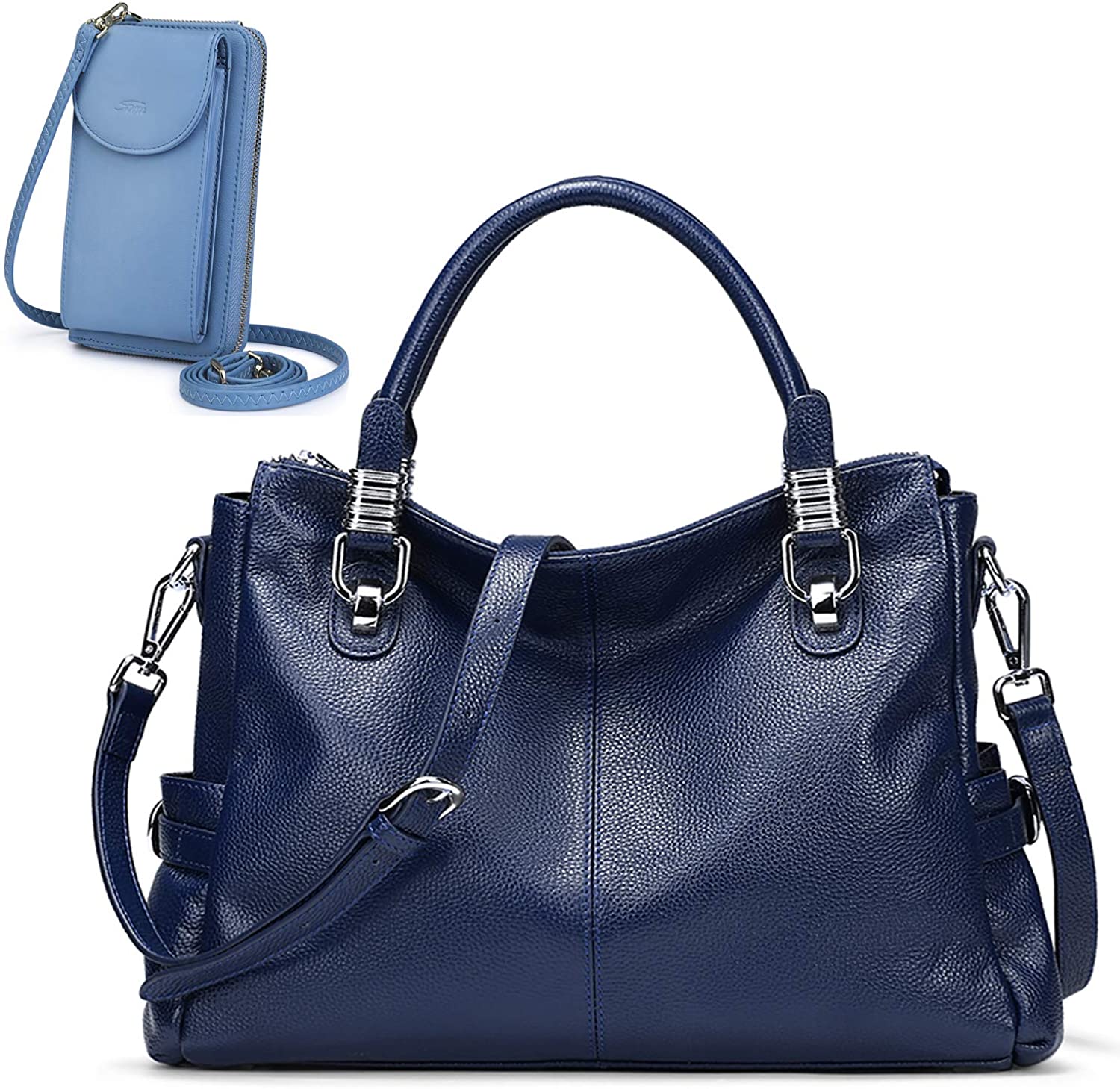Price:$86.46    S-ZONE Women Genuine Leather Handbag Shoulder Purse Satchel Tote RFID Blocking PU Leather Crossbody Phone Bag Purse  Clothing