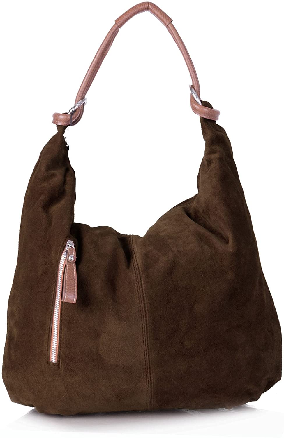 Price:$40.00    LiaTalia Womens Large Shoulder Handbag - Real Italian Suede Leather - Hobo Weekend Shopping Everyday Bag (Coffee)  Clothing