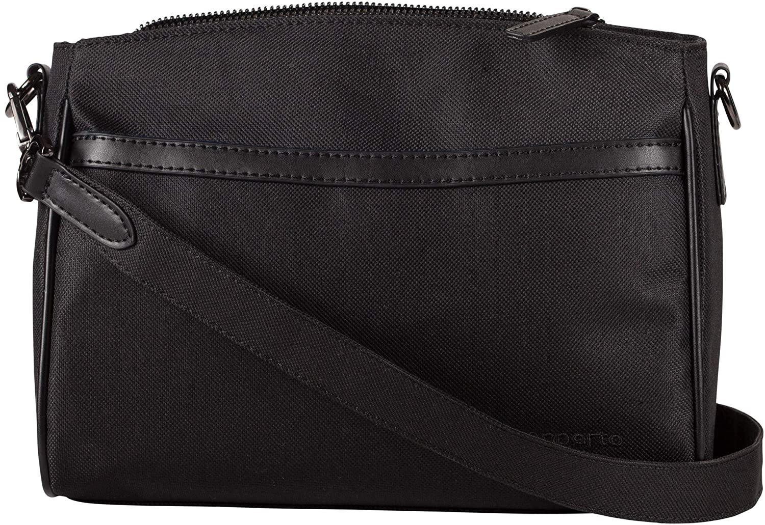 Price:$35.77 Aapporto Black Shoulder Bag - 10 Inch Purse - 2 Slip Pockets - 2 Zip Pockets - Polyester & Genuine Leather - Shoulder Strap for Crossbody  Handbags   
