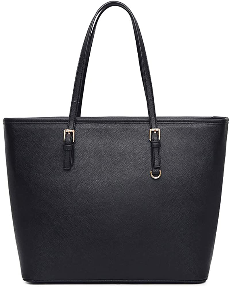 Price:$27.99    Handbags for Women Tote Shoulder Bags PU Leather Large Capacity Bags Bucket Bag Business Purses Top Handle Satchel PU201-hei  Clothing