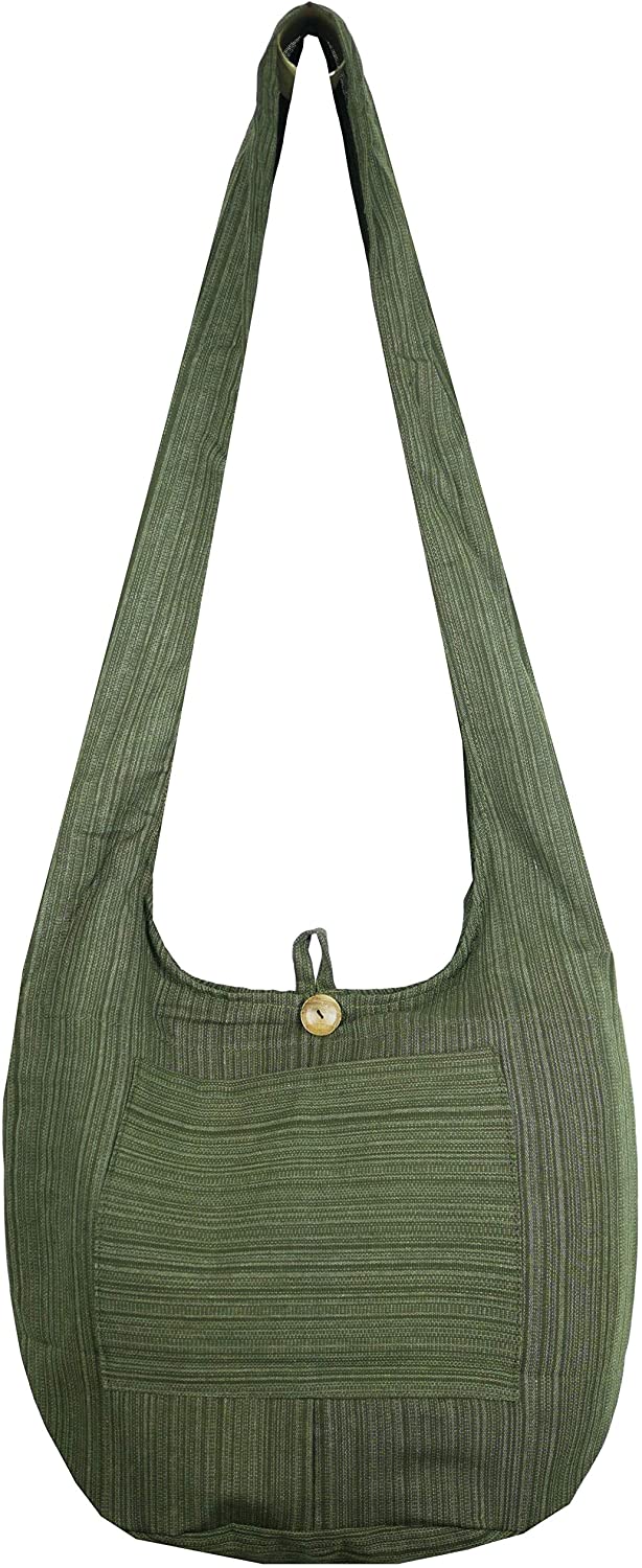 Price:$11.39    PumPumpZ Cotton Sling Shoulder Bag Hippie Hobo Bohemian Crossbody Large Size. (Large Wood Moss)  Clothing