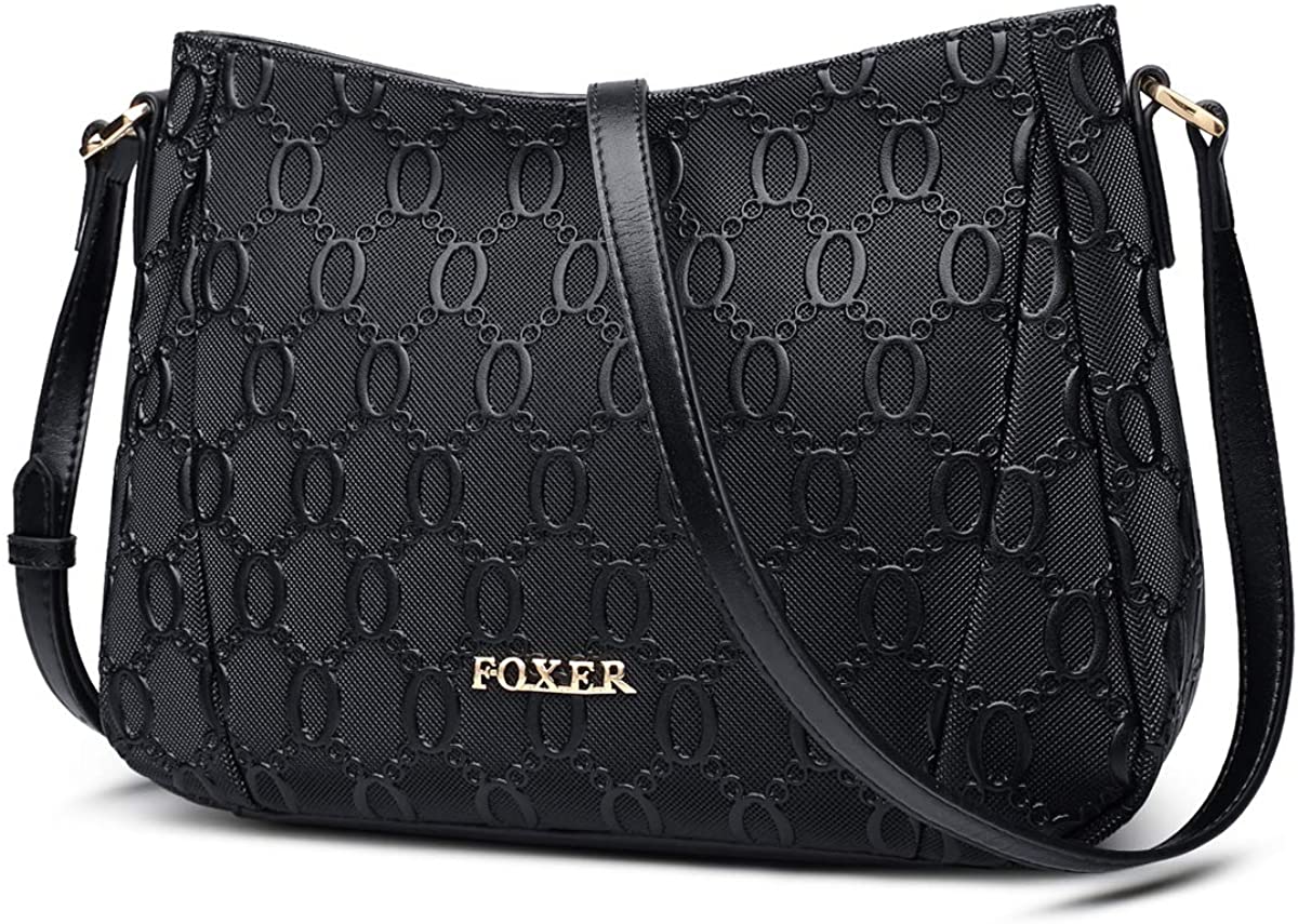 Price:$57.99 Leather Crossbody Bags for Women, Genuine Leather Lock Chain Pattern Embossing Process of Printing Ladies Real Leather Shoulder Bags Women's Designer Messenger Bag Womens Fashion Satchel (Black)  Handbags   
