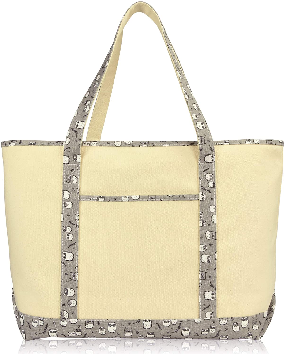 Price:$17.99    DALIX 23" Extra Large Gray Owl Tote Shoulder Bag Natural Cotton Canvas  Clothing