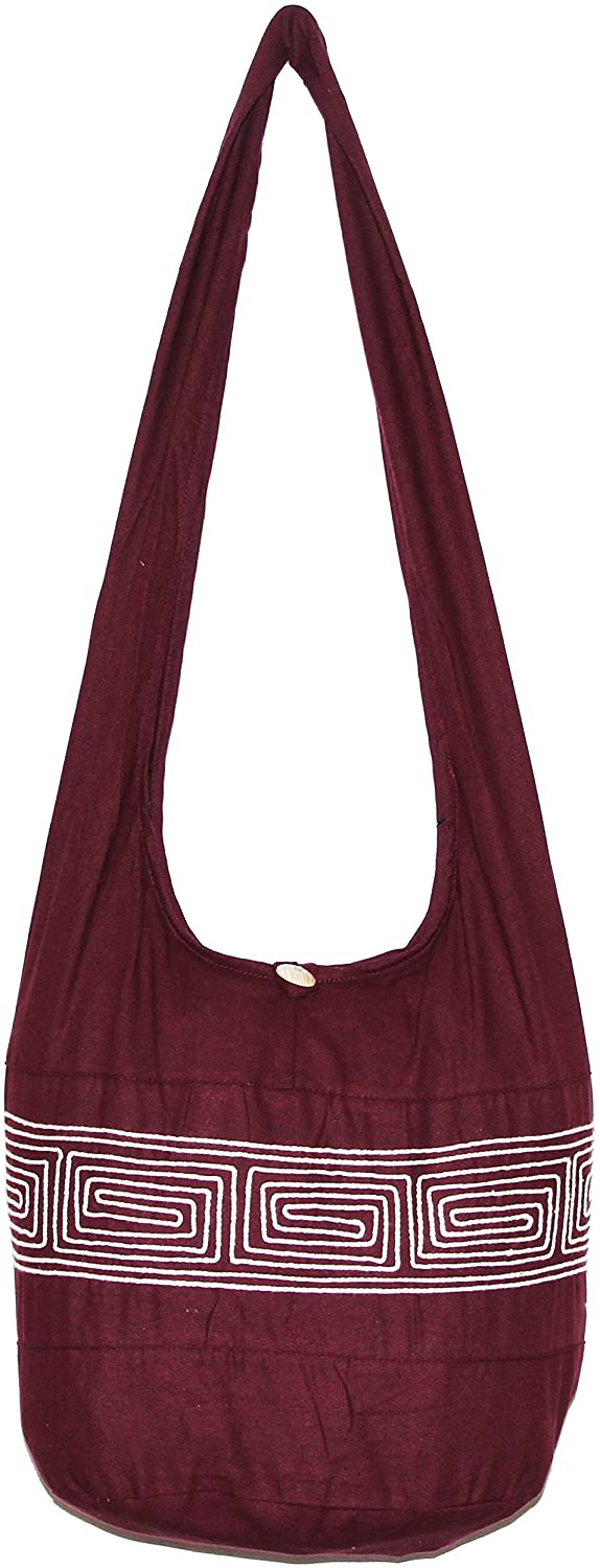 Price:$17.99    Stripe Cotton Bohemian Shoulder Hippie Hobo Bag Large Light Weight 36" (Maroon)  Clothing