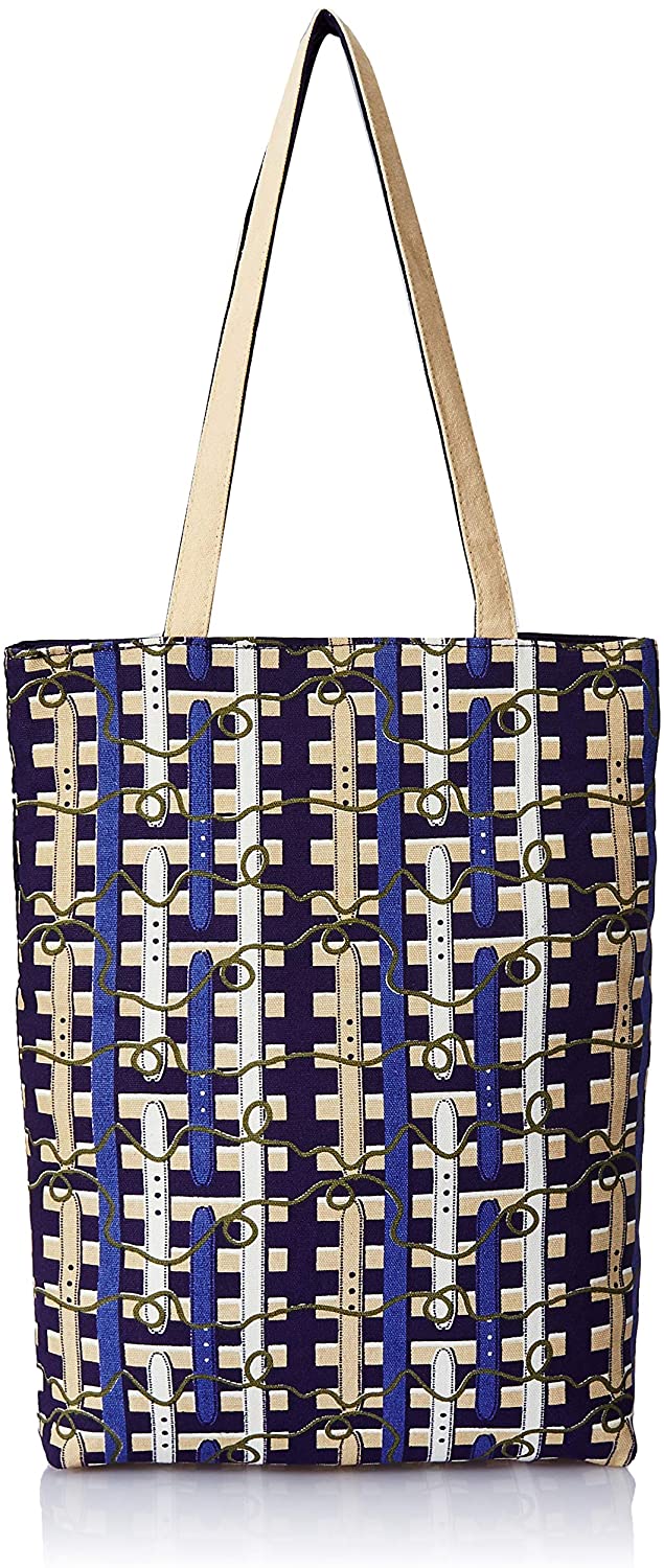 Price:$9.45    Studio99 Women Tote Shoulder Printed Hand Bag-in Canvas with Zip Closurefor Ladies, Teens, Girls (17 x 13"; Indigo)  Clothing