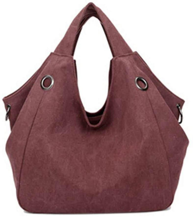 Price:$25.99 Canvas Shoulder Tote Handbag Large Capacity Casual Hobo Style Tote Bag Travel Purses, Purple - Coffee - -  