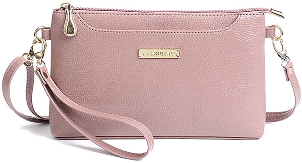 Price:$11.99 Crossbody bags for Women Lightweight PU Leather Purses and Handbags Small Multi-Pocket Shoulder Bag (Small, 01- Pink)  Handbags   