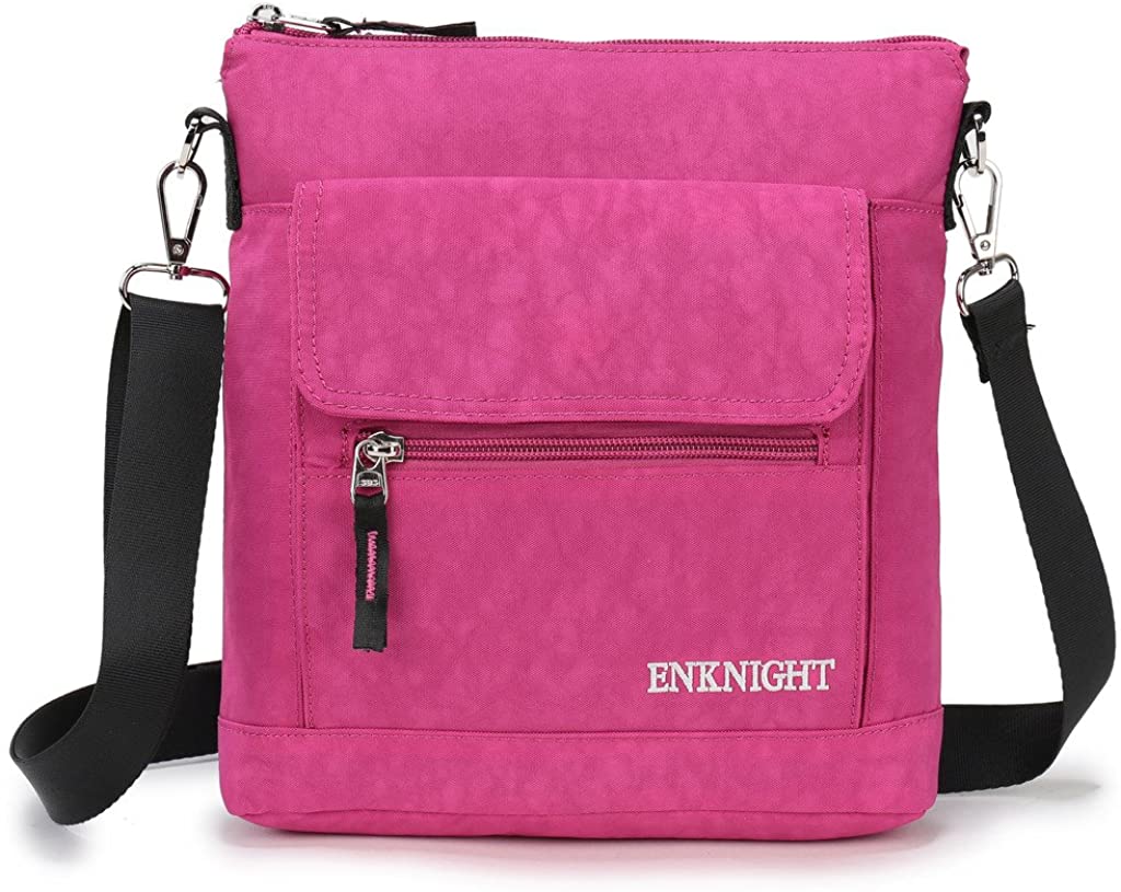Price:$18.99 ENKNIGHT Nylon Crossbody Purse Bag for Women Travel Shoulder handbags Rosy  Handbags   