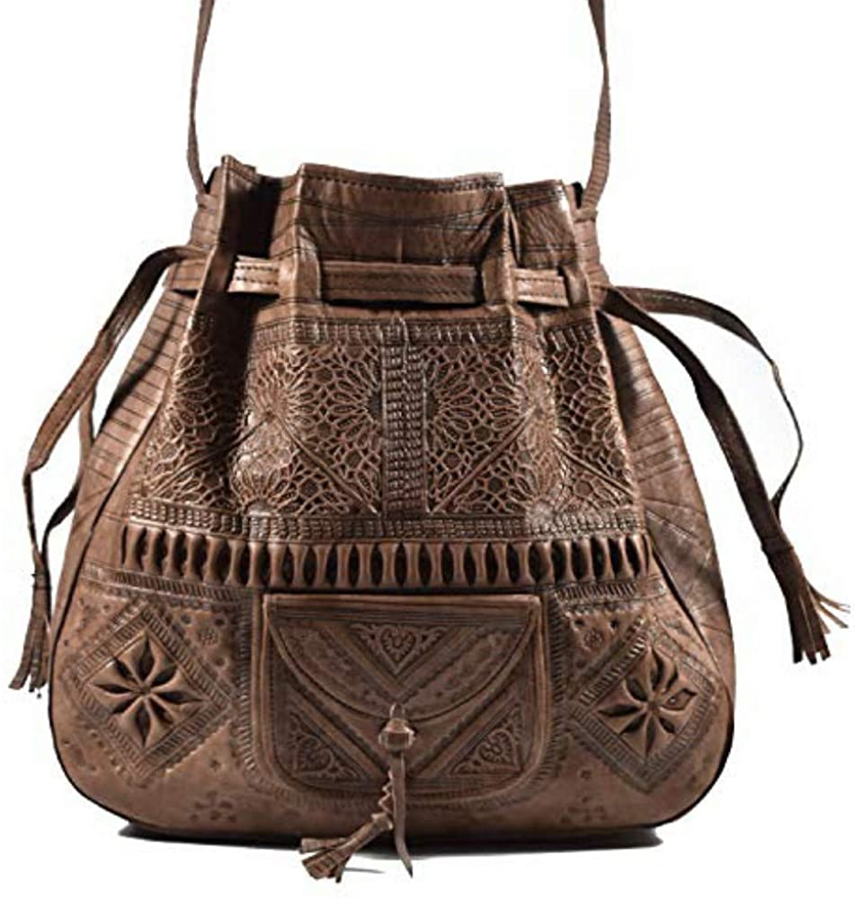 Price:$39.00 Tribal Genuine Leather Shoulder bag Handcrafted handbag Engraved Gypsy Women Boho Totes  Handbags   