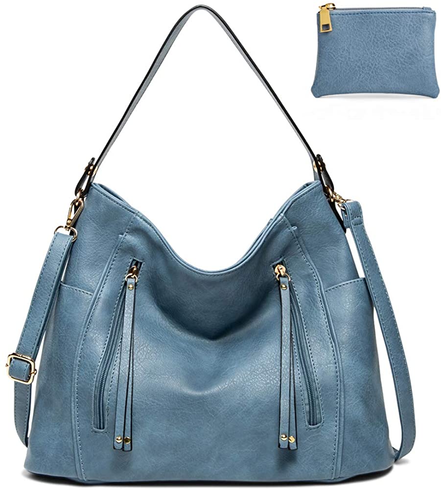Price:$32.99    Purses and Handbags for Women Hobo Bag Vegan Leather Designer Tote Shoulder Bag Bucket Purse Crossbody Large(Blue)  Clothing