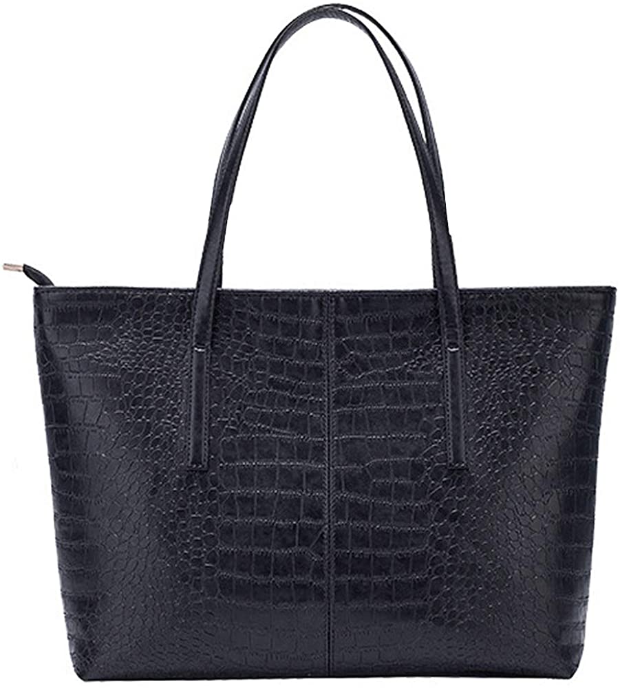 Price:$23.70    Rebecca Women Lattice Patent Leather Shoulder Bag Large Capacity Classic Quilted Tote Handbag (Alligator print black)  Clothing