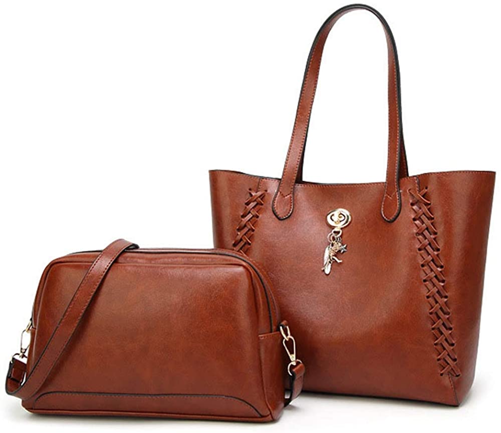 Price:$59.99    Hynice Handbags for Women Tote Bag Shoulder Bag Top Handle Satchel Leather Hobo Purses Sets 2PCS for Travel/Leisure/Dating(ZR03-Brown)  Clothing