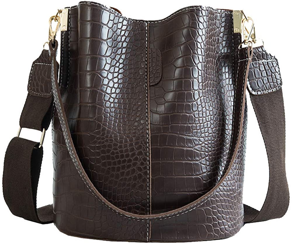 Price:$18.99    Women Hobo Bag Tote Shoulder Purse Bucket Bag Messenger Handbags Crossbody Satchel With Crocodile Pattern, Coffee  Clothing