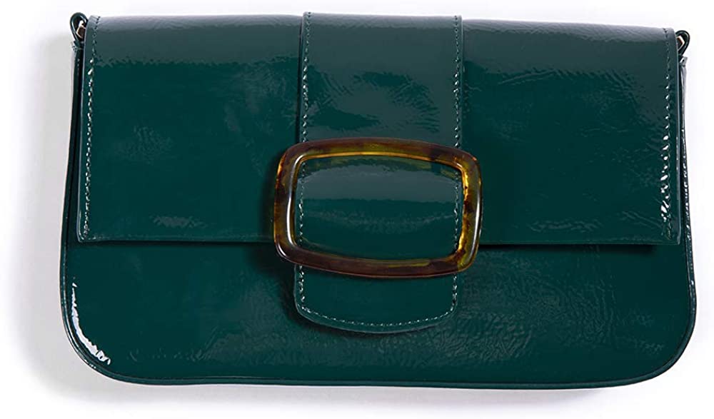 Price:$13.99    Glossy Lady's Candy Color Square buckle Flap Snap Women Designer Shoulder Hand Bags (Ore Green)  Clothing