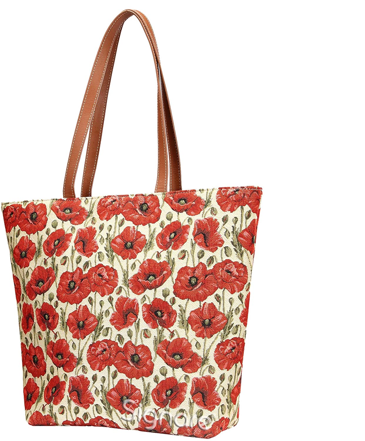 Price:$37.99    Signare Tapestry Shoulder Bag Tote Bag for Women with Poppy Flower Design (SHOU-POP)  Clothing