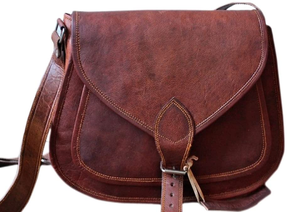Price:$34.99    9" Women's Real Leather Shoulder Cross Body Satchel Saddle Tablet Retro Rustic Vintage Bag Handbags Purse  Clothing
