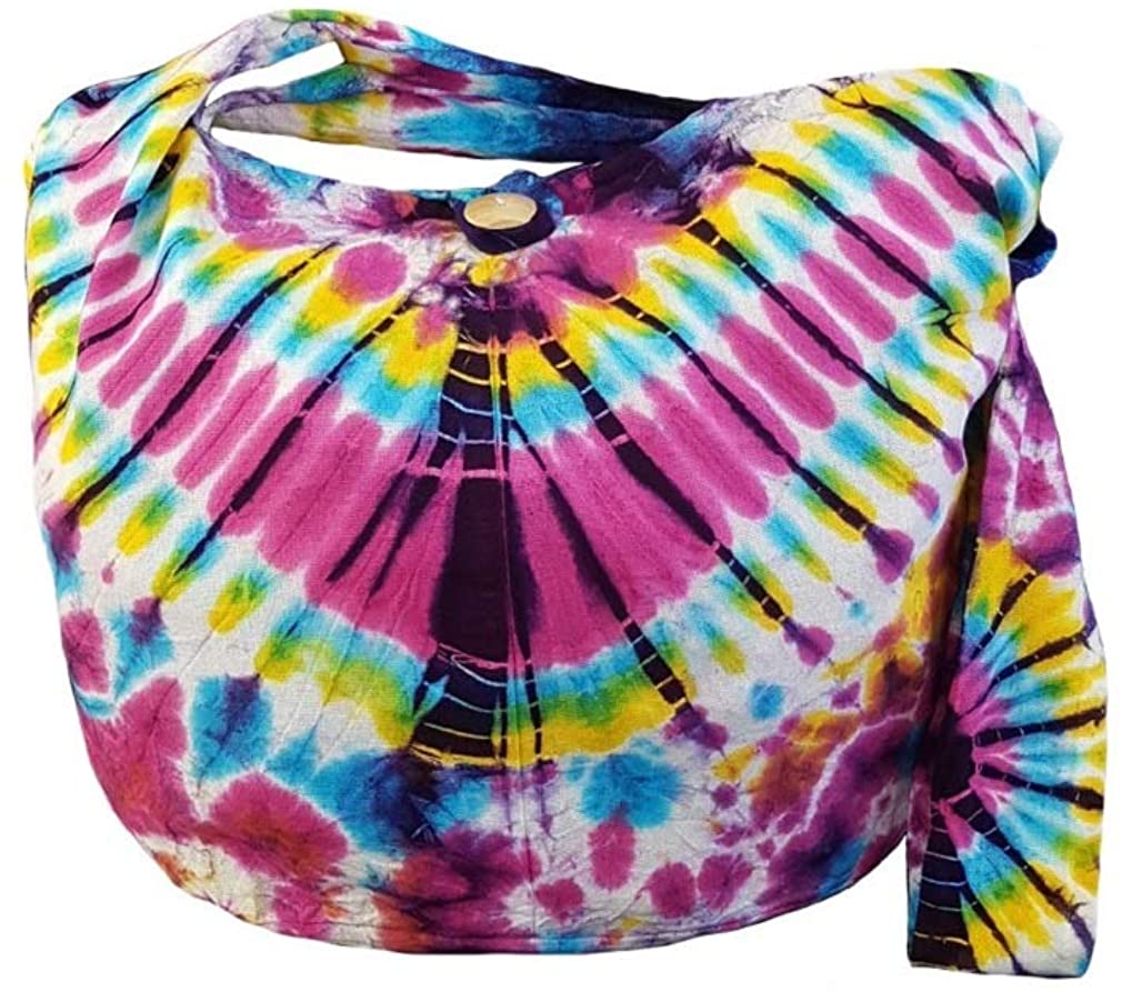 Price:$18.99 BTP! Tie Dye Sling Crossbody Shoulder Bag Purse Cotton Bohemian - Fishbone VY2  Handbags   