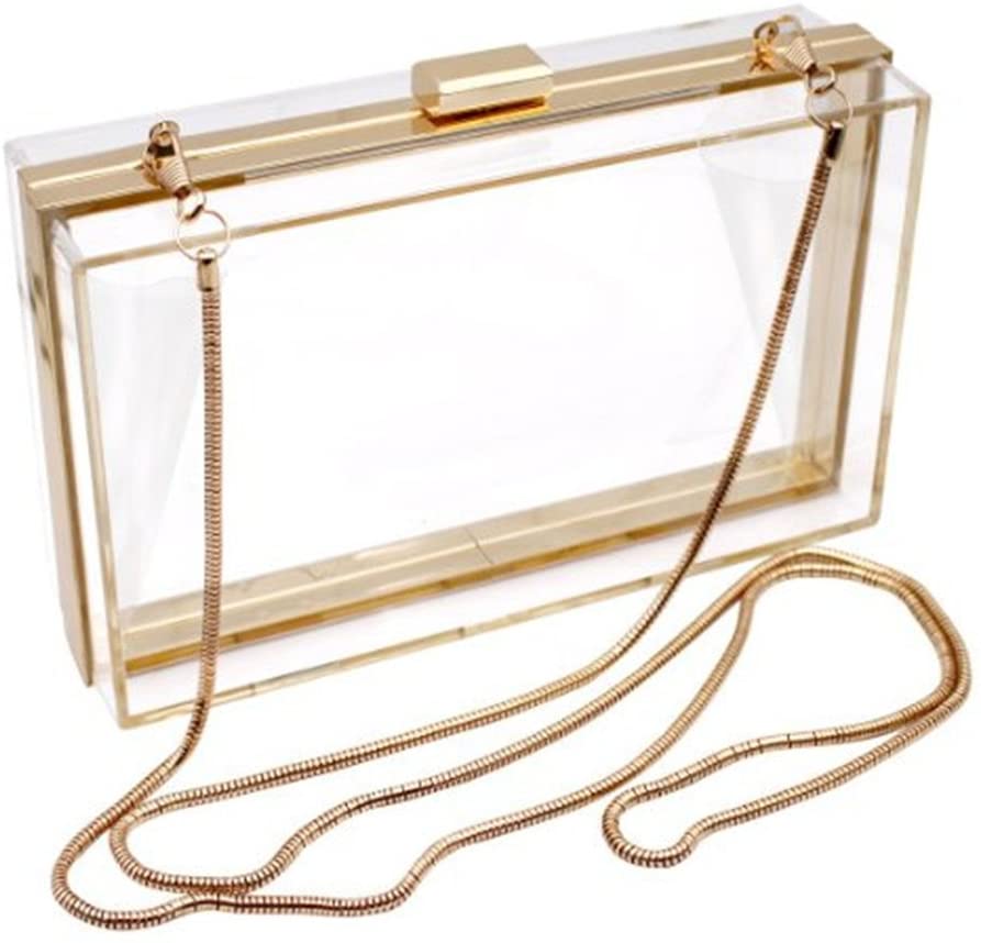 Price:$19.99 Katoot@ Luxury Acrylic Fashionable Transparent Evening Clutches Shoulder Bags Handbag for Women Ladies Gift Ideal (White Clear)  Handbags   