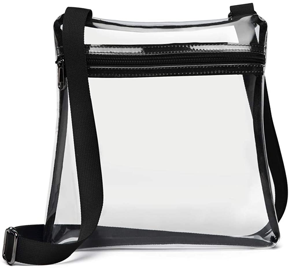 Price:$0.00    Clear Purse, Packism Stadium Approved Cross Body Bag Clear Bag for Women, Black  Clothing
