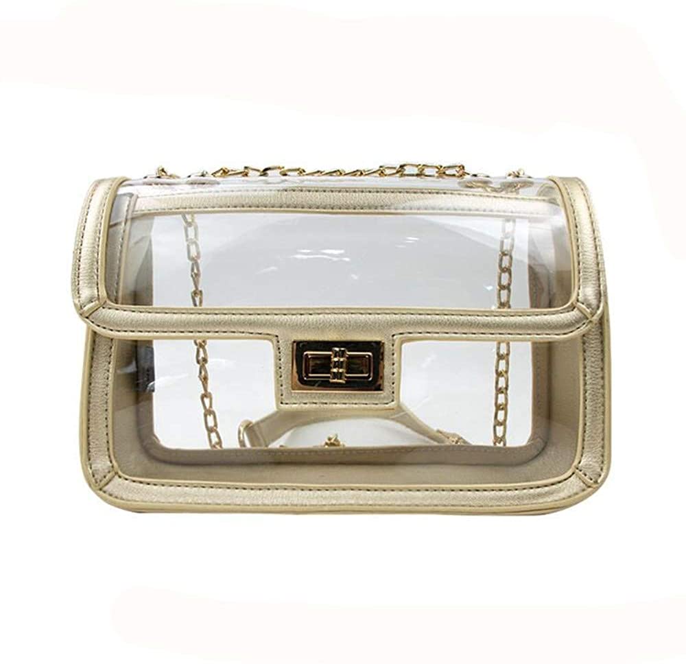 Price:$16.99    AlwaySky Women Clear PVC Jelly Cossbody Fashion Shoulder Bag Coin Purse Handbag (Gold)  Clothing