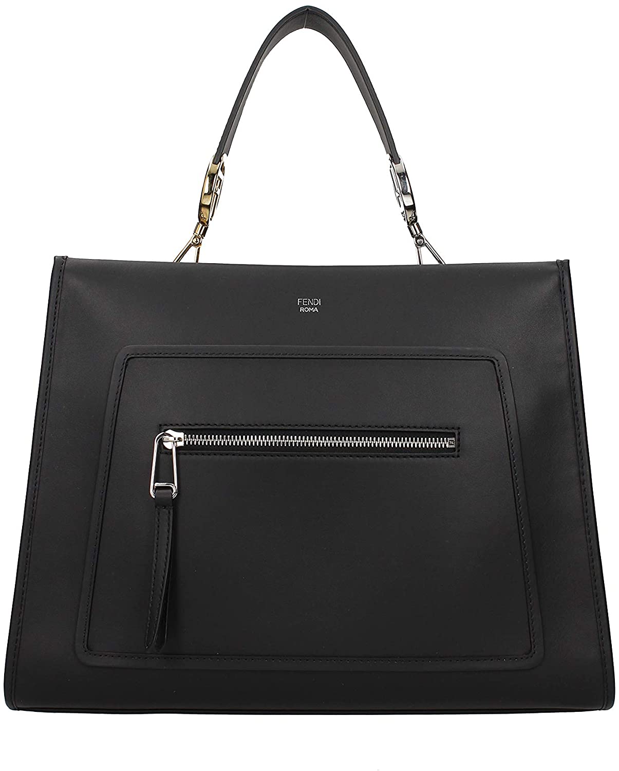 Price:$2300.00 Fendi Runway Shopping Bag Calf Leather Black Palladium Metal Hardware 8BH343  Handbags   
