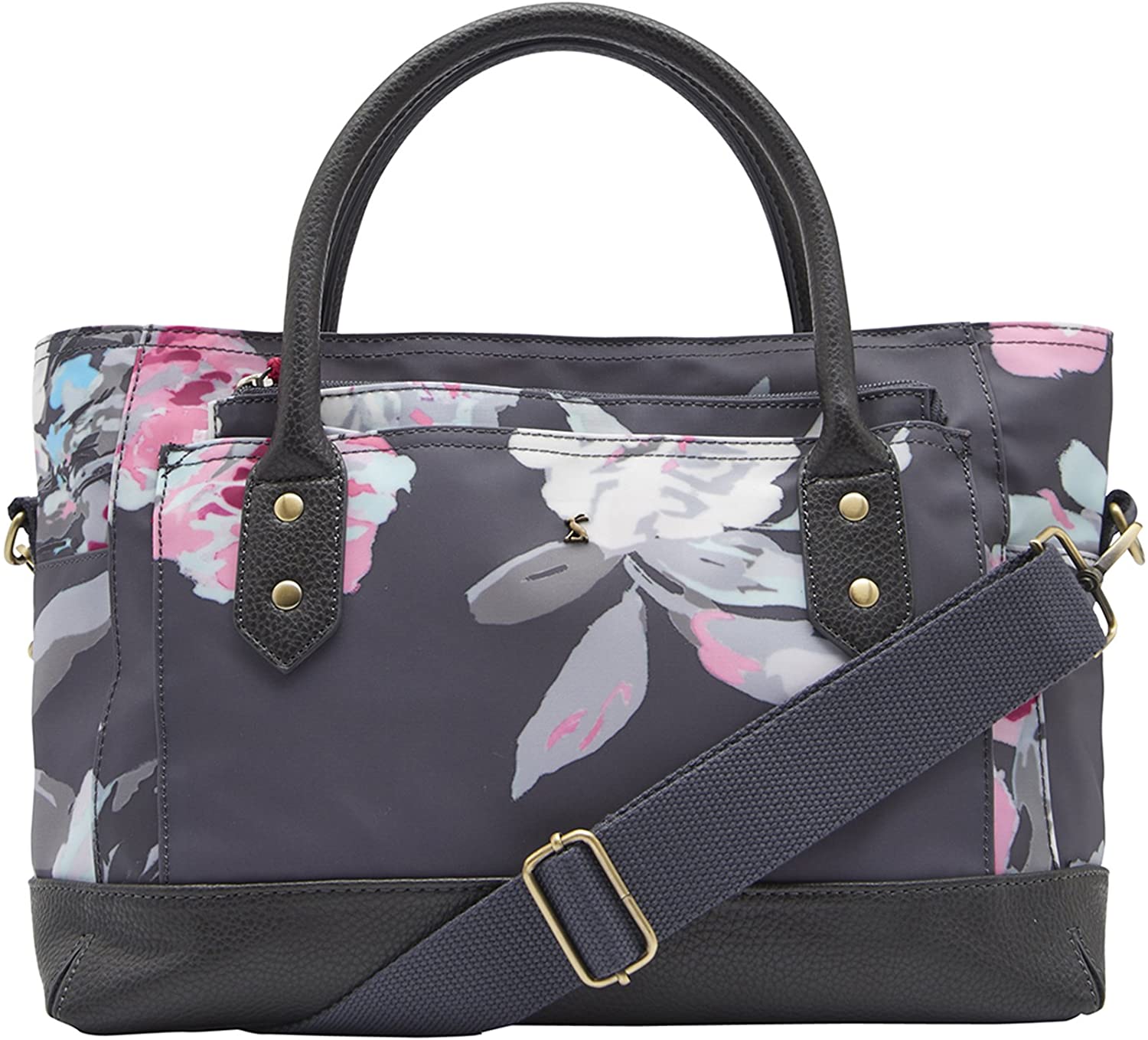Price:$111.65    Joules Everyday Coated Canvas Tote, Grey Bo Bloom, ONE  Clothing