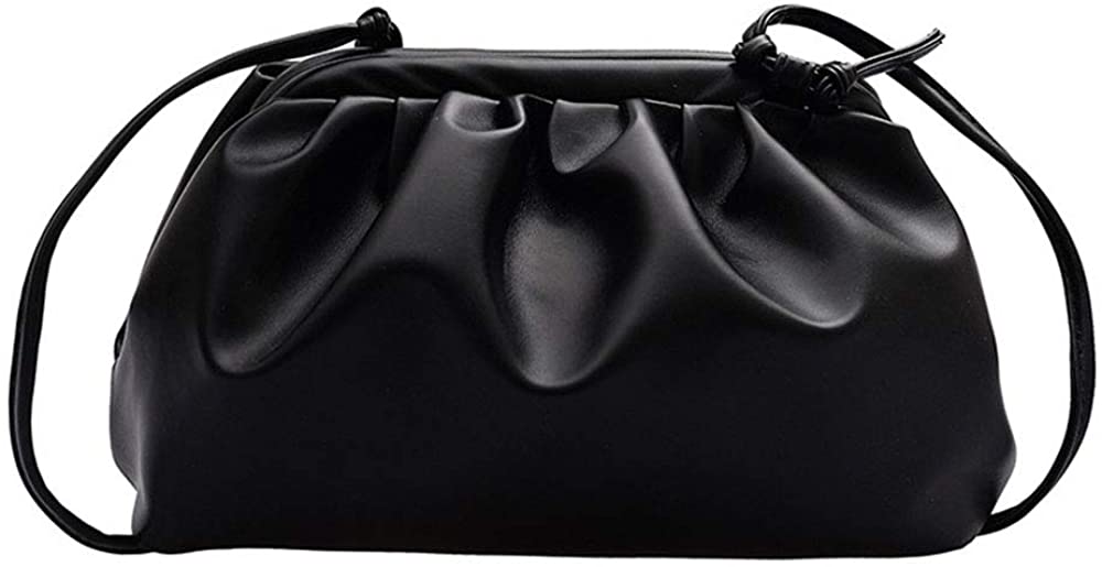 Price:$13.99 Women's Dumpling Clutch Crossbody Bags Cloud Shoulder Bag Soft Handbag Lightweight Leather Purse, Black  Handbags   