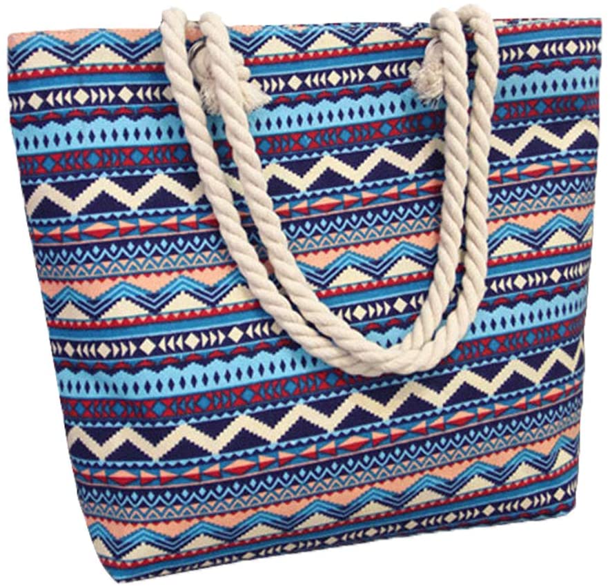 Price:$14.99    Women's Canvas Tote Bag Shopping Bag Shoulder Handbag for Beach/Work/Travel/Festival/Gift/School/Outdoor, Blue E  Clothing