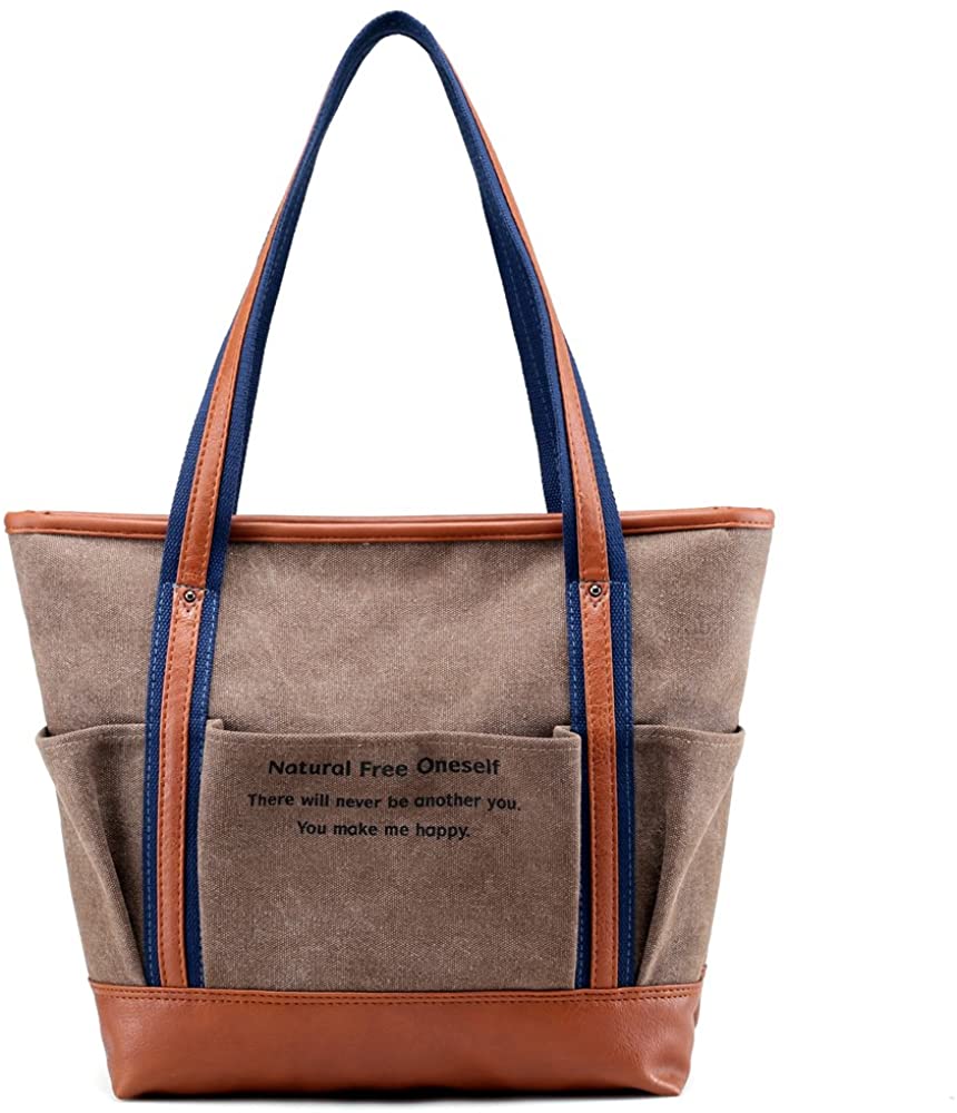 Price:$40.00 Hiigoo Canvas Totes Daily Bag Casual Handbag Environmental Shopping Bags Shoulder Bags (Brown)  Handbags   