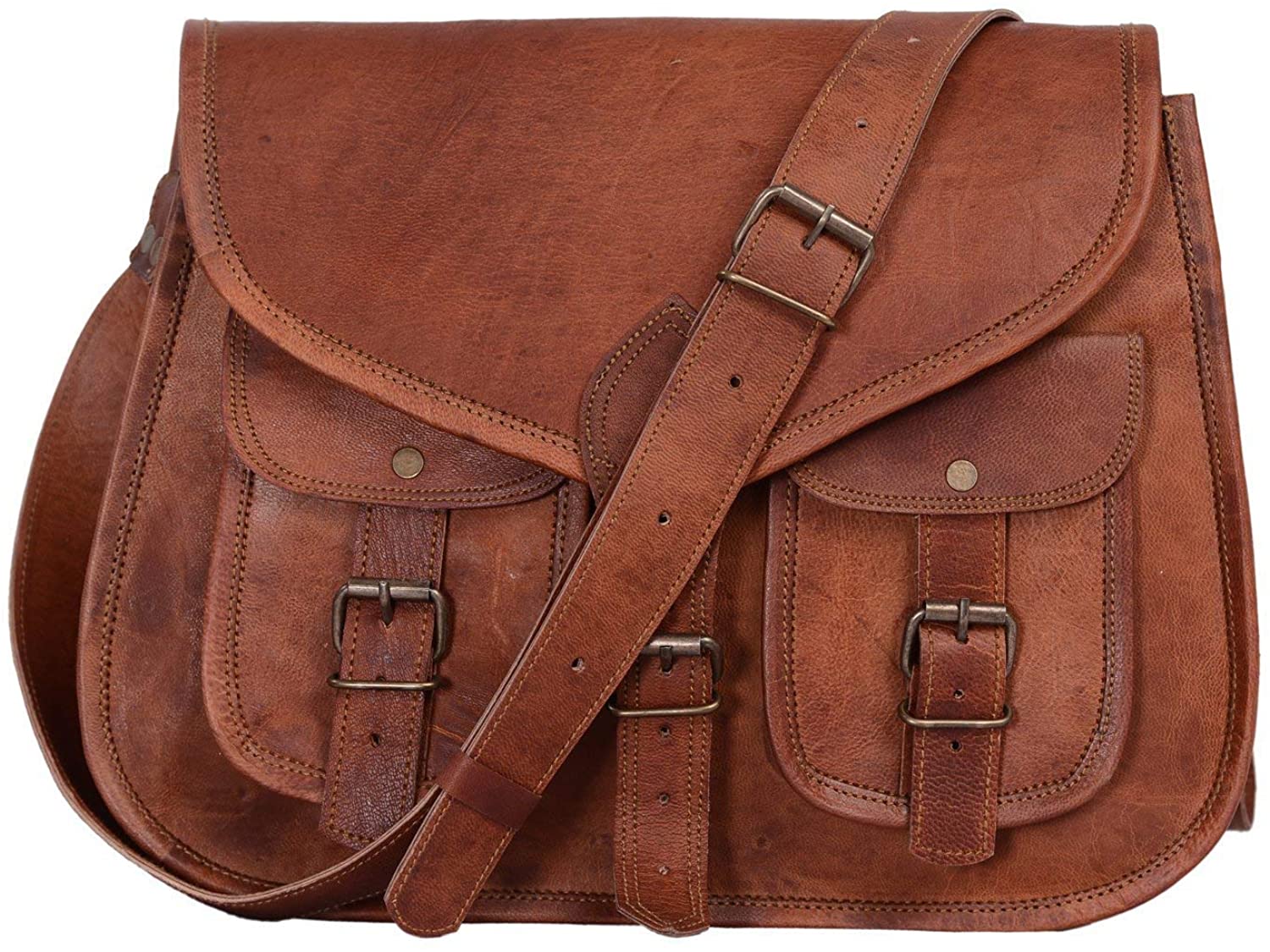Price:$43.99    13 inch Genuine Leather Crossbody Handbag for Women - Shoulder bag for Womens Handmade by Leder_artesanía, Vintage Brown, 13 " Width x 10" height x 3.5" Depth  Clothing