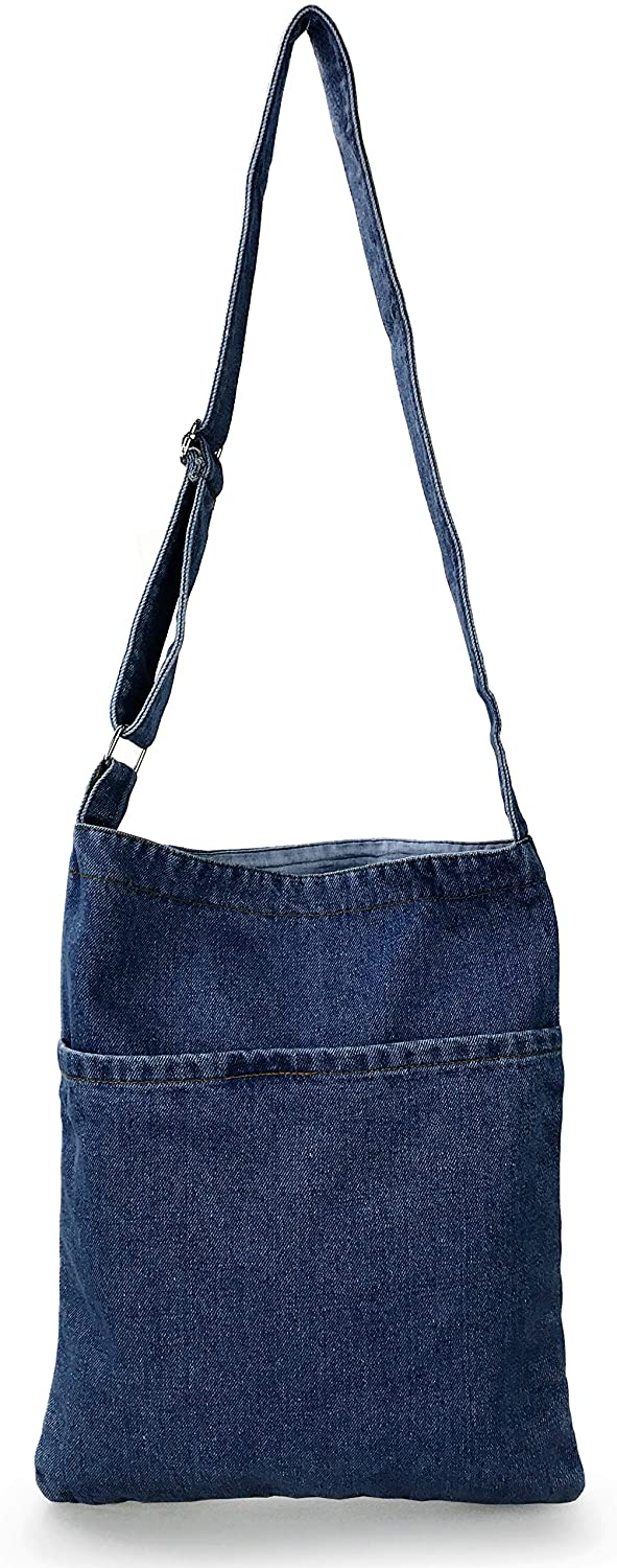 Price:$13.90    Hoxis Portable Travel Two Pocket Soft Denim Cross Body Womens Shoulder Bag Pouch (Navy)  Clothing