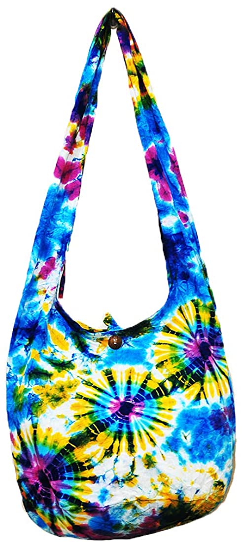 Price:$18.99    Thai Hippie Tie Dye Hobo Sling Crossbody Shoulder Bag Purse Handmade Zip Cotton Gypsy Boho Large (L1130)  Clothing