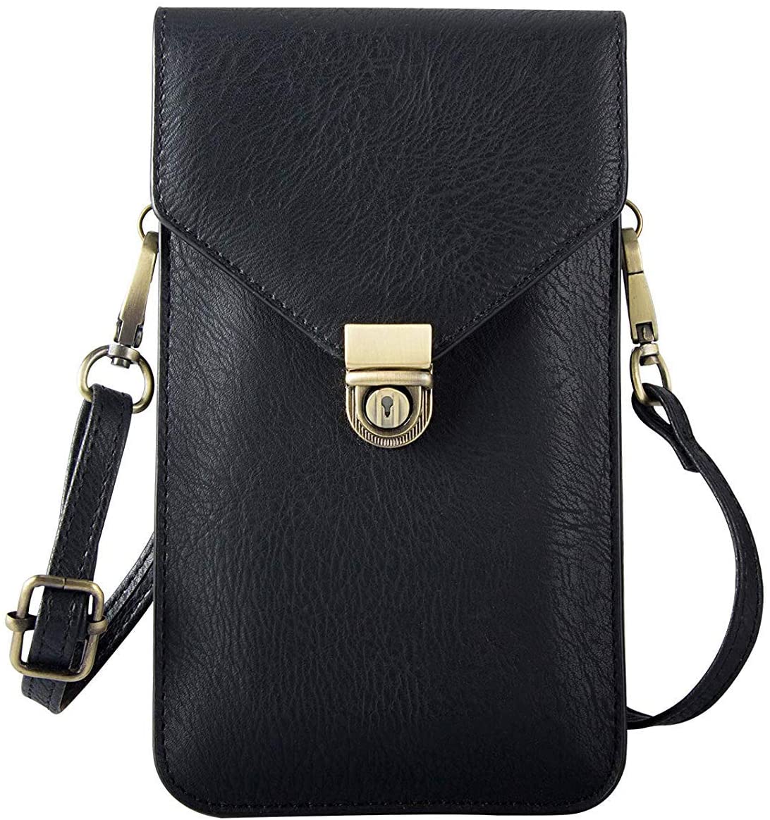 Price:$12.99    Cell Phone Shoulder Bag Leather, Cell Phone Crossbody Bag for Women, 6.3" Mini Leather Cell Phone Wrist Handbag Case Sport Phone Cross Body Shoulder Messenger Bag Wallet Purse Holster with Card Pocket  Clothing